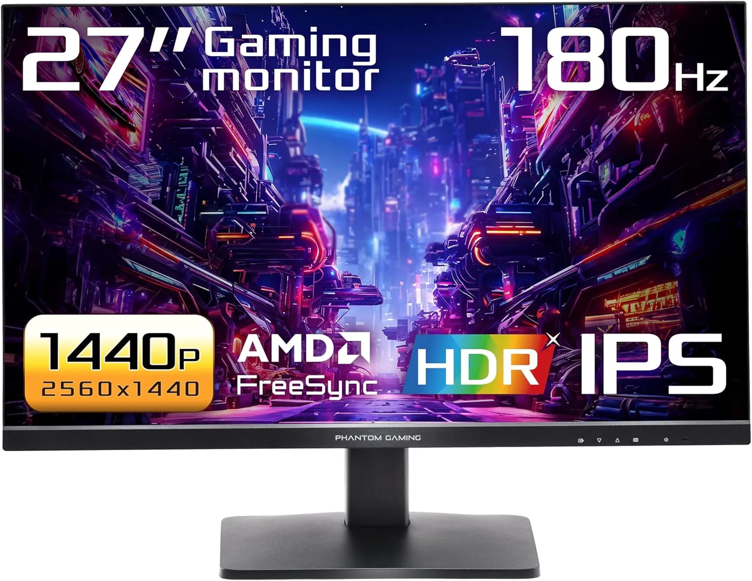 ASRock 27-inch 180Hz Gaming Monitor 1ms, VESA DisplayHDR 400, Flicker Free & Low Blue Light Technology, DisplayPort HDMI AMD FreeSync Build-in Speakers, Eye Care Tilt Adjustment (PG27QFT1B)