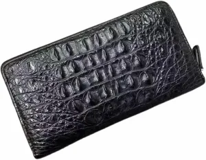 Authentic Alligator Leather Male Clutch Purse Men Classic Black Long ZIP Wallet Genuine Crocodile Skin Male Large Card Holders