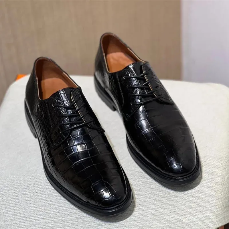 Authentic Exotic Crocodile Belly Skin Businessmen Black Light Dress Shoes Genuine Real Alligator Leather Male Lace-up Oxfords