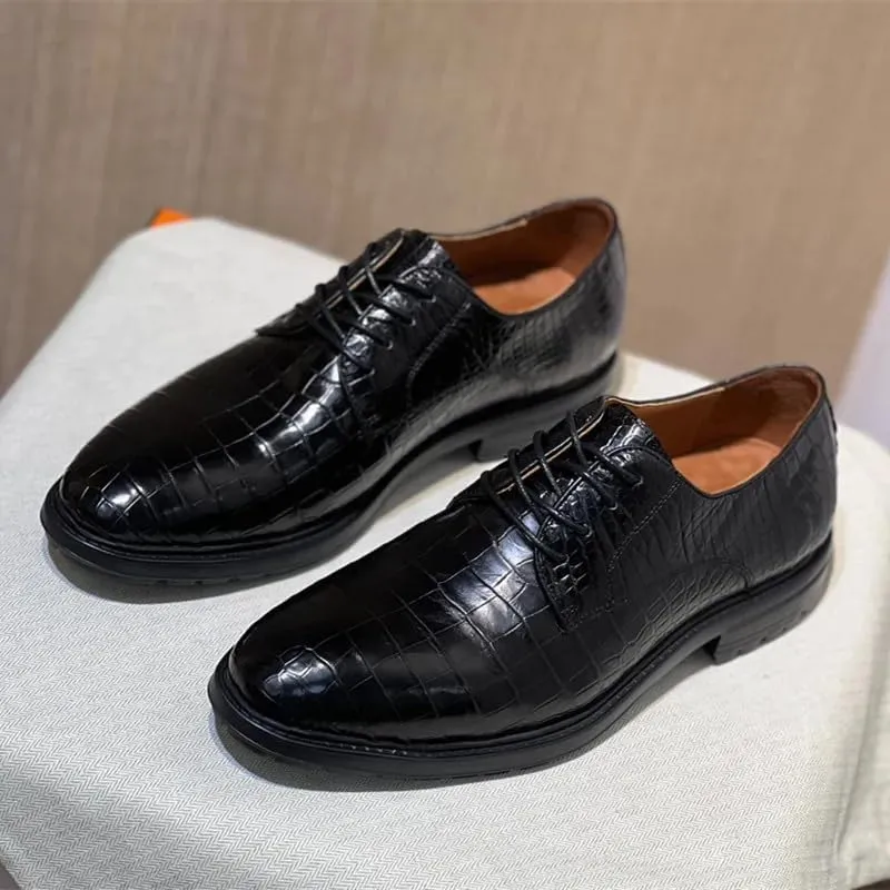 Authentic Exotic Crocodile Belly Skin Businessmen Black Light Dress Shoes Genuine Real Alligator Leather Male Lace-up Oxfords
