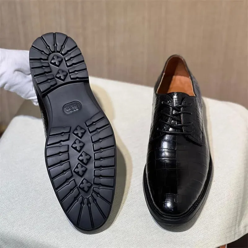 Authentic Exotic Crocodile Belly Skin Businessmen Black Light Dress Shoes Genuine Real Alligator Leather Male Lace-up Oxfords