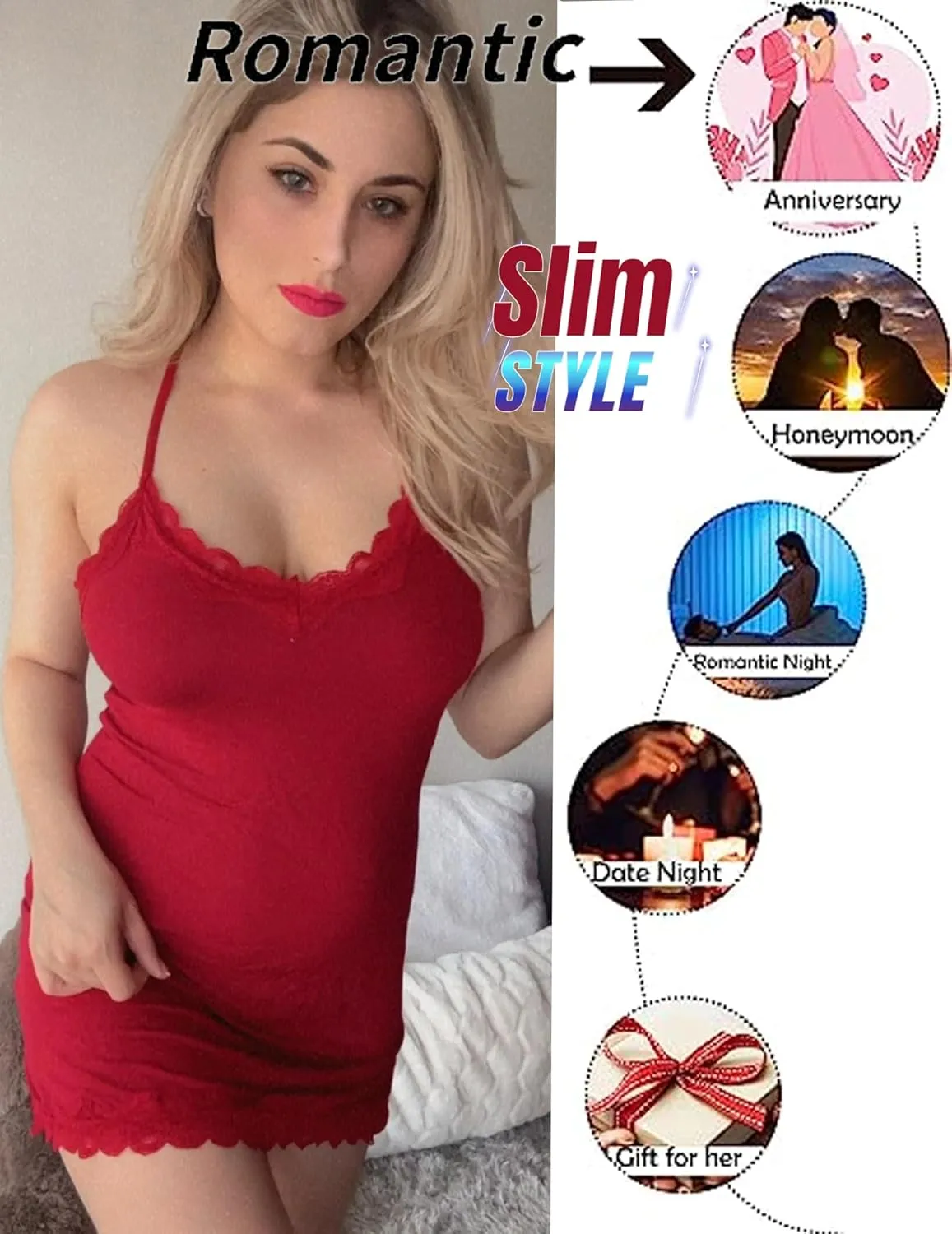 Avidlove Womens Nightgown Sexy Lace Sleepwear V Neck Full Slip Chemise Lingerie Cotton Night Gowns Babydoll Sleepshirt