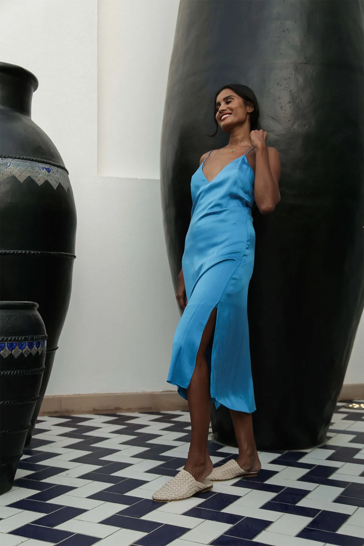 Azura Blue Open Back Dress