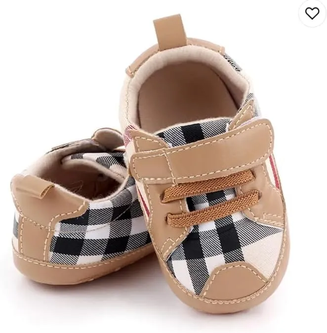Baby Boys Pre Walker Shoes Anti-Slip Plaid Soft Sole Autumn Spring