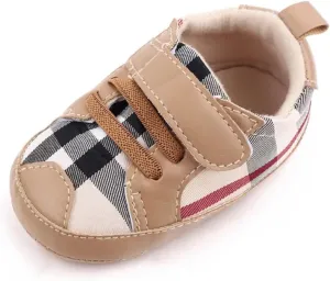 Baby Boys Pre Walker Shoes Anti-Slip Plaid Soft Sole Autumn Spring