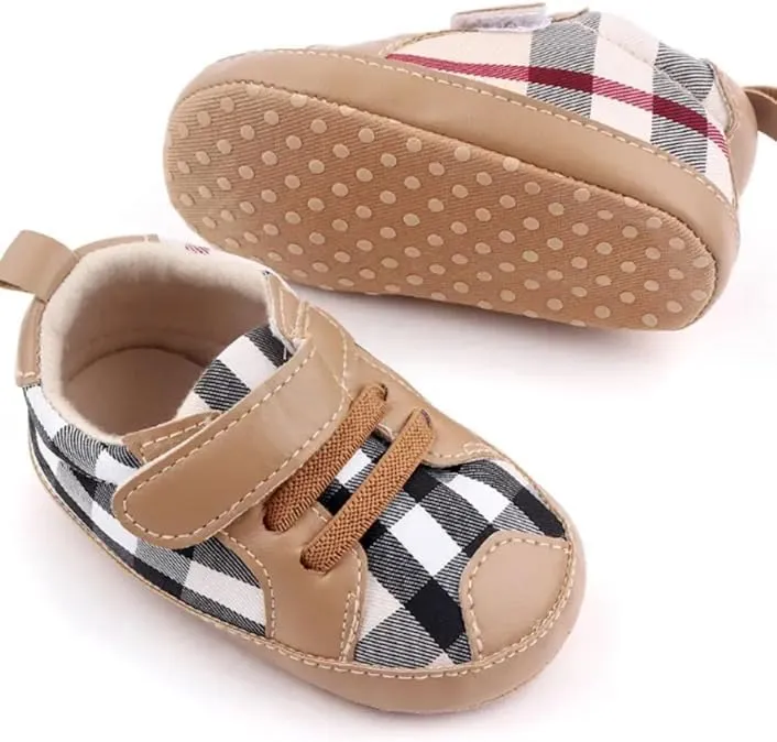 Baby Boys Pre Walker Shoes Anti-Slip Plaid Soft Sole Autumn Spring