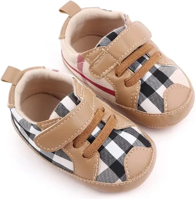 Baby Boys Pre Walker Shoes Anti-Slip Plaid Soft Sole Autumn Spring