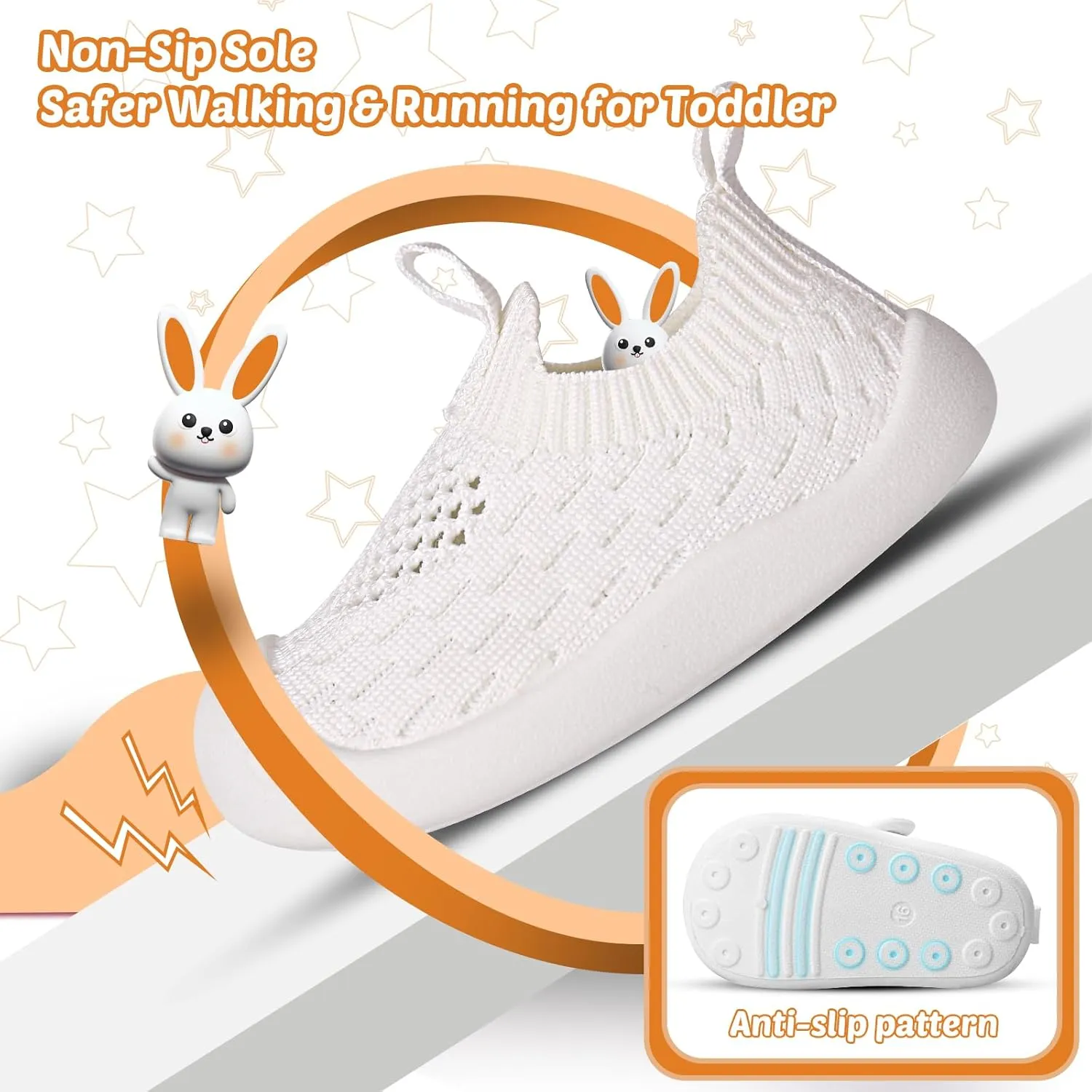 Baby Walking Shoes Toddler Girl Boy Soft Sole Breathable Cotton Canvas Shoes Infant Lightweight Non-Slip Safer Slip-on First Walkers Shoes Casual Tennis Wide Sneakers Rubber Soles Running Outdoor