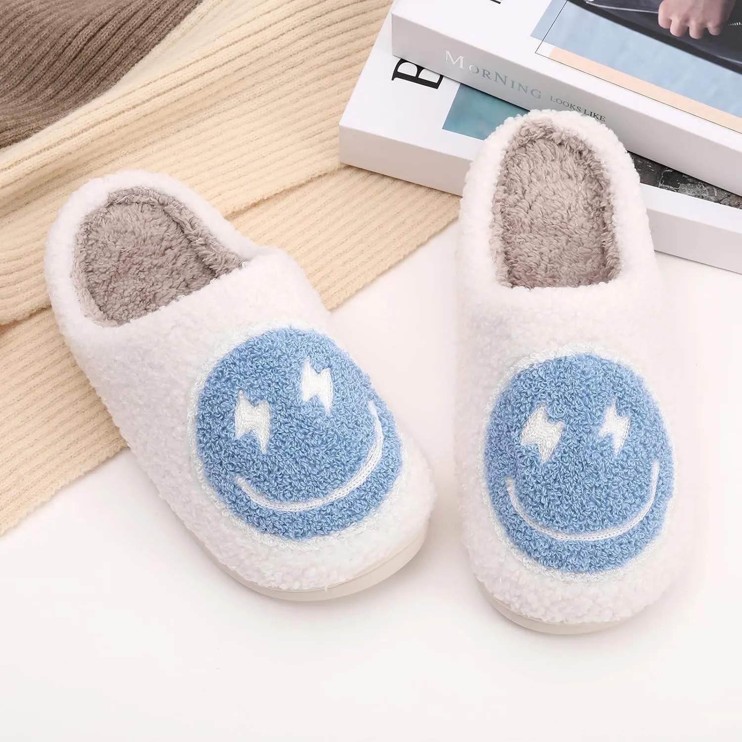 Bad Cute Bunny Slippers for Women Men Soft Fuzzy Slippers Warm Cozy Love Heart Slippers Plush Slip-On House Slippers
