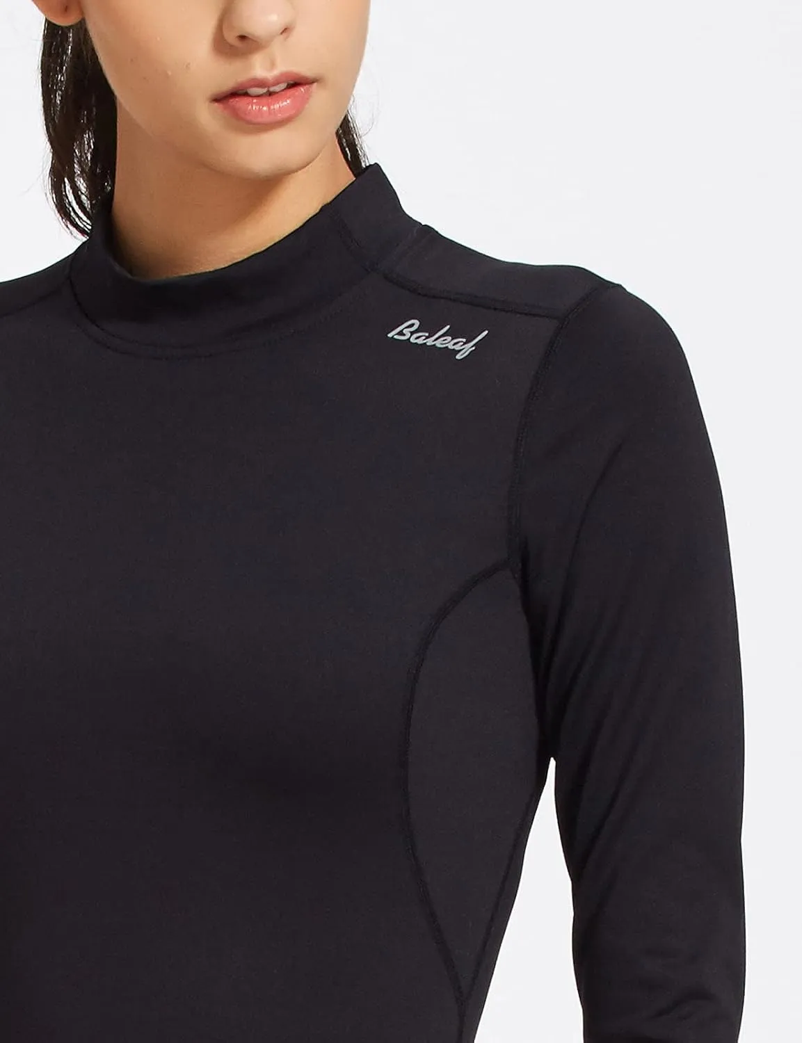 baleaf Women's Thermal Tops Fleece Shirts Running Workout Athletic Base Layer Warm Cold Weather Gear Mock Neck