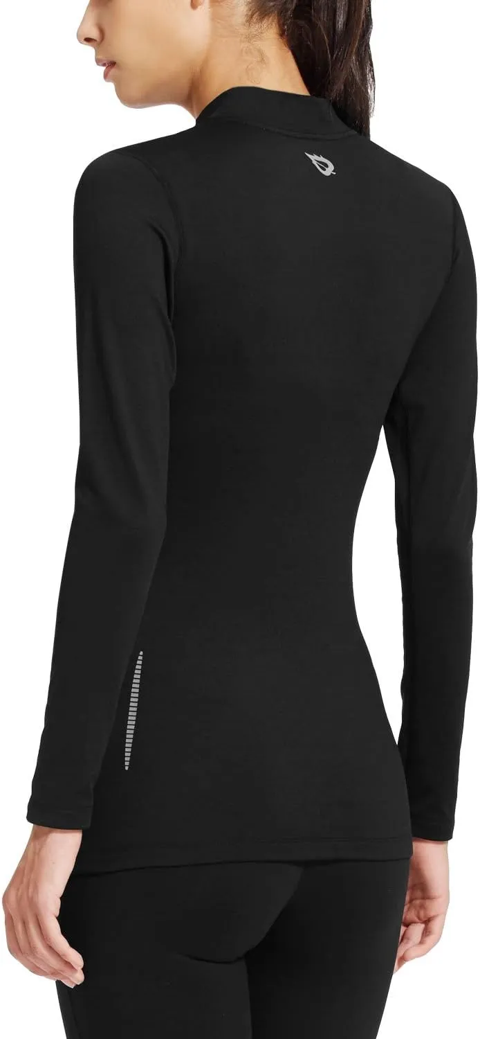 baleaf Women's Thermal Tops Fleece Shirts Running Workout Athletic Base Layer Warm Cold Weather Gear Mock Neck