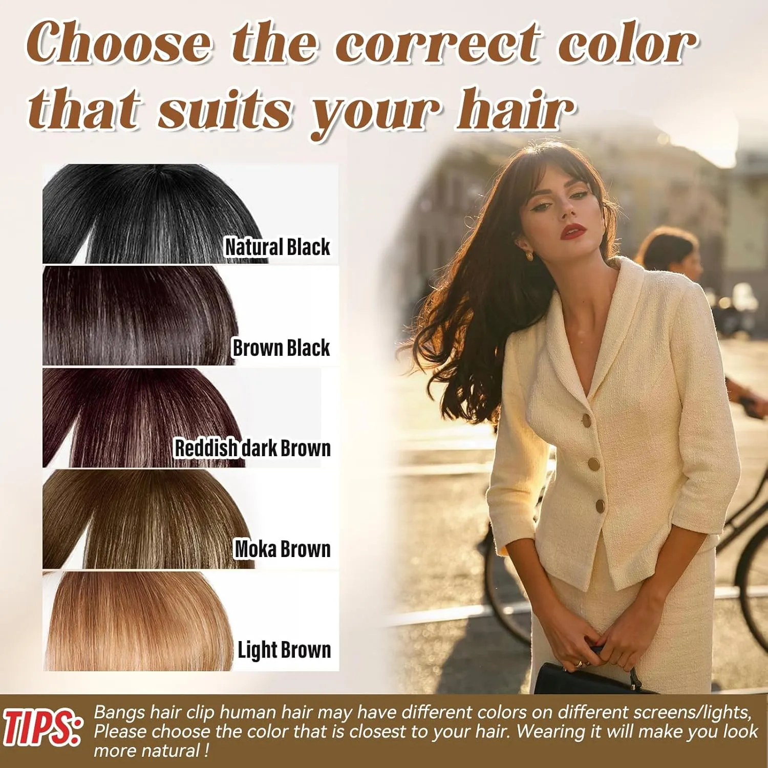 Bangs Hair Clip in bangs 100% Real Human Hair Toppers 360°3D Cover Clip on Bangs for Women Hairpieces French Bangs for Daily Wear (5 * 7 Brown Black)