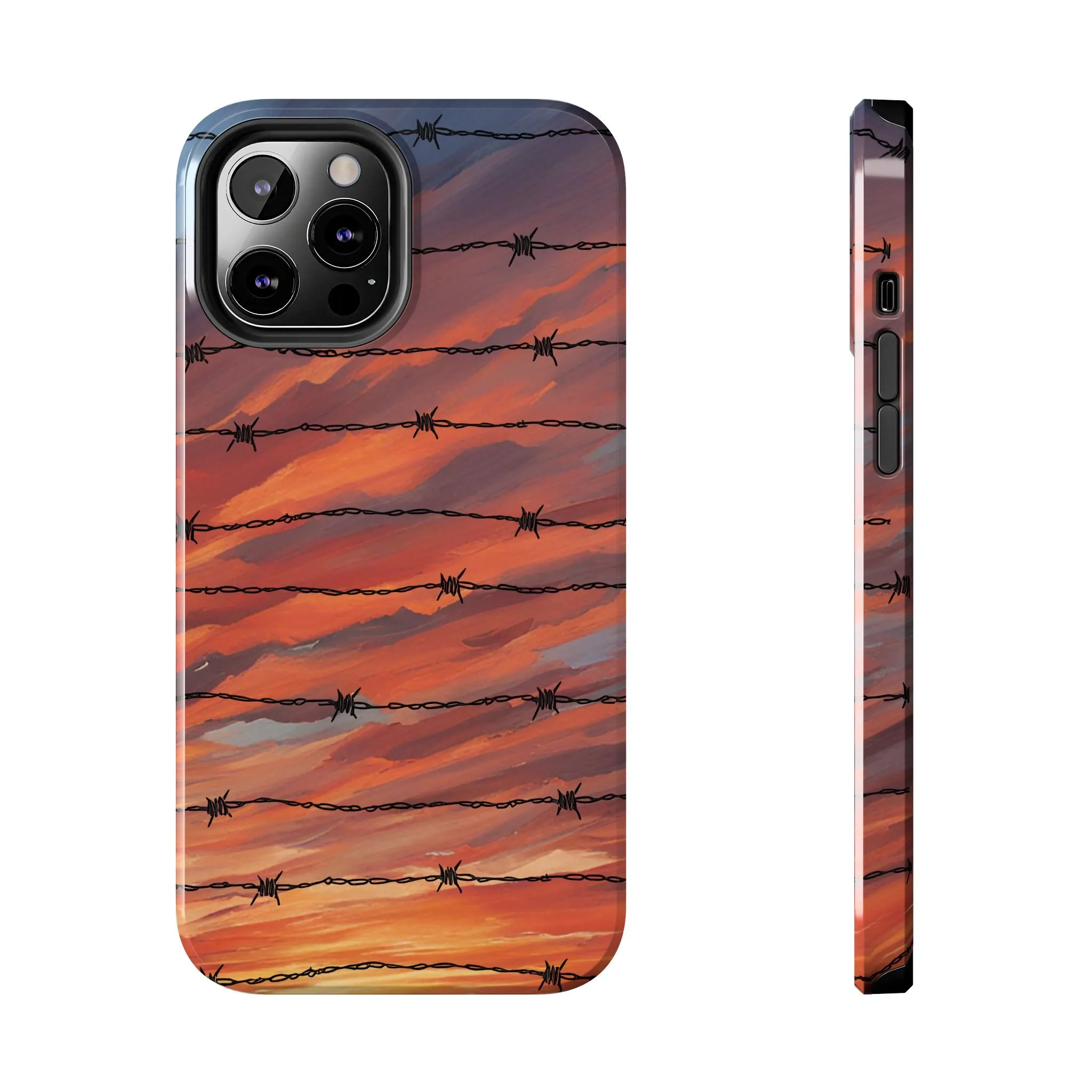 Barbed Wire at Sunset Tough Phone Case for iPhone and Samsung Smartphones