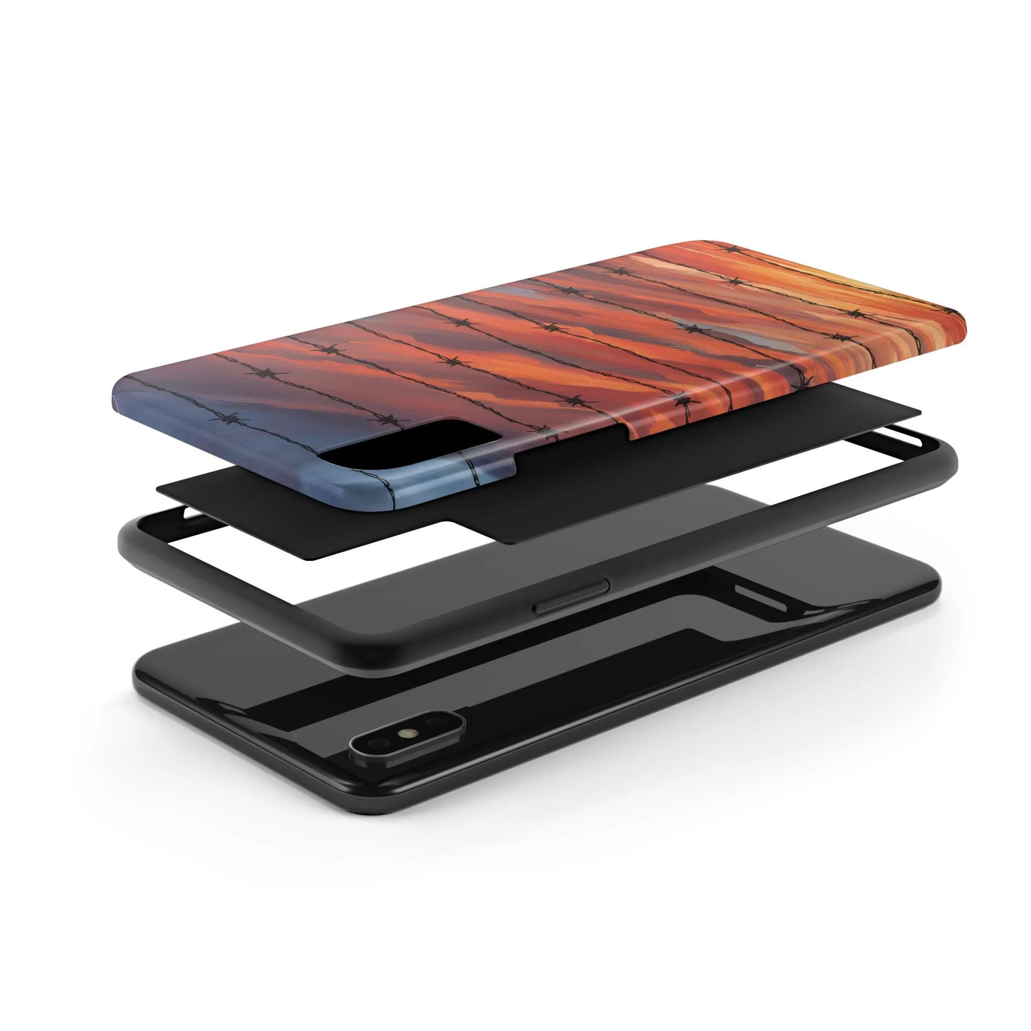 Barbed Wire at Sunset Tough Phone Case for iPhone and Samsung Smartphones