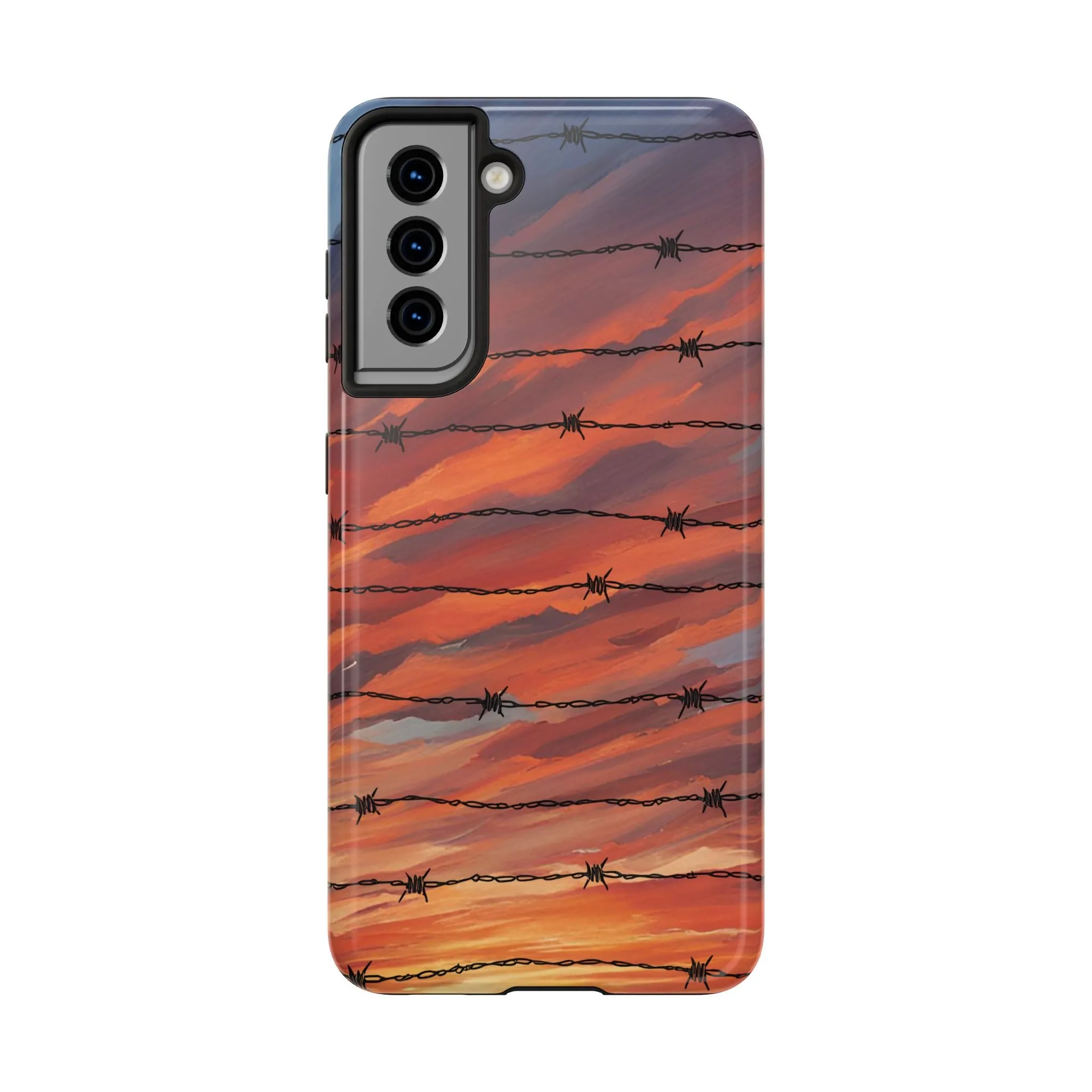 Barbed Wire at Sunset Tough Phone Case for iPhone and Samsung Smartphones