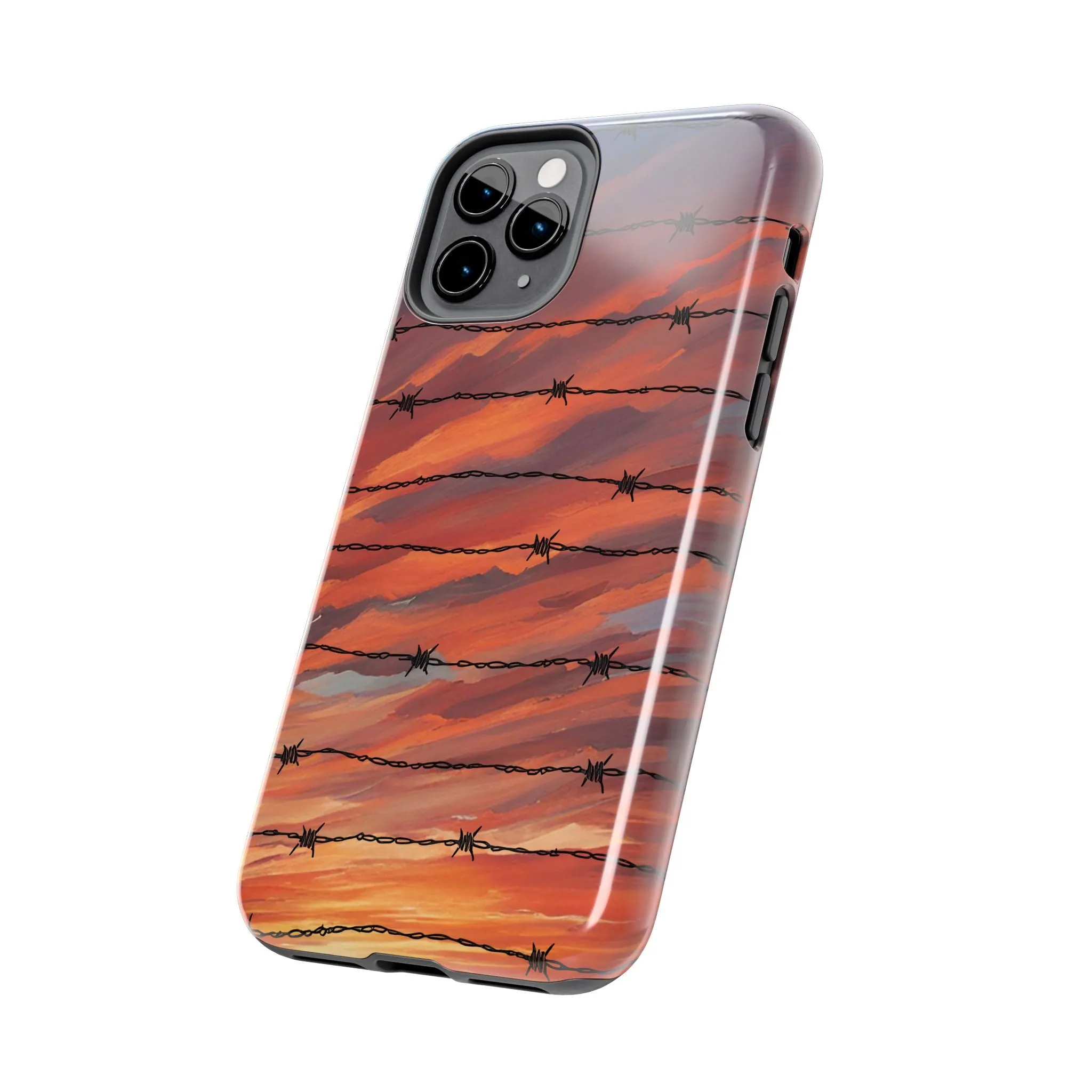 Barbed Wire at Sunset Tough Phone Case for iPhone and Samsung Smartphones