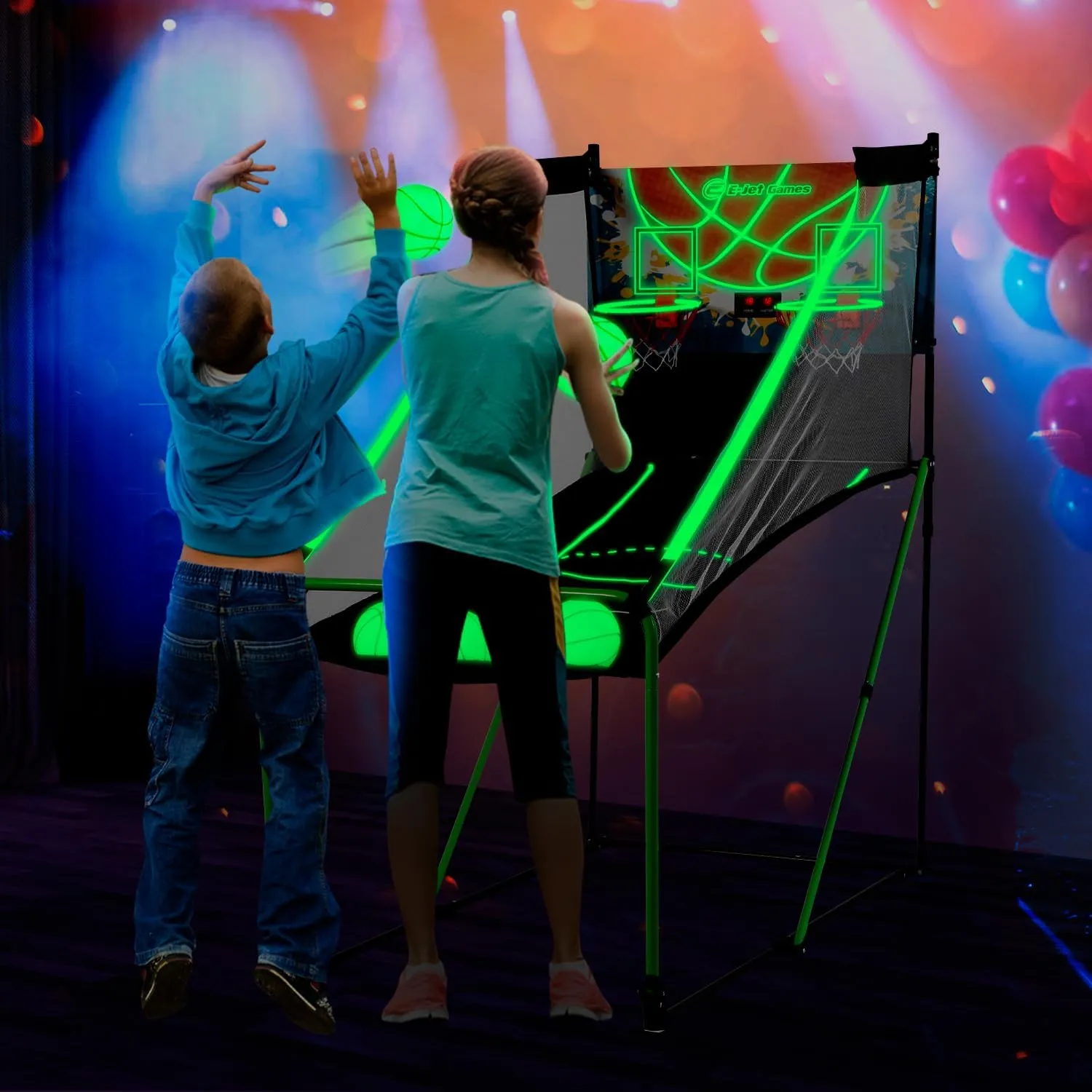 Basketball Arcade Game Glow in The Dark, Basketball Gifts for Boys Girls, Child & Grandchild, Age 3 4 5 6 7 8 9 10 Years Old Birthday Christmas Party | Luminous Light Up Easy Fold Basketbll Hoop