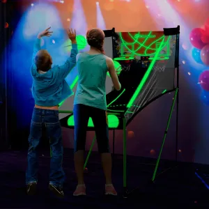 Basketball Arcade Game Glow in The Dark, Basketball Gifts for Boys Girls, Child & Grandchild, Age 3 4 5 6 7 8 9 10 Years Old Birthday Christmas Party | Luminous Light Up Easy Fold Basketbll Hoop