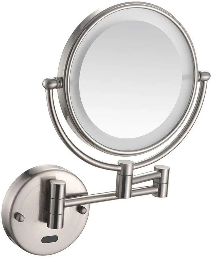 Bathroom Wall Mounted Makeup Mirror, LED Sensor Light, 360° Swivel, Concealed Install, for Hotel and Vanity Use