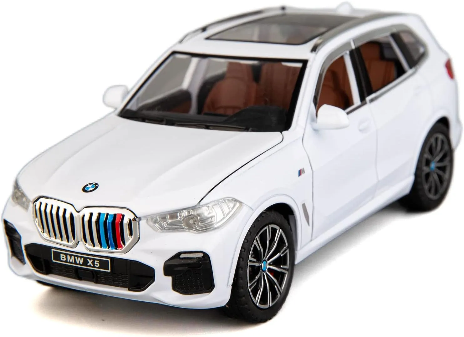 BDTCTK 1:24 Compatible for X5 SUV Model Car Toy, Zinc Alloy Pull Back Toy car with Sound and Light for Kids Boy Girl Gift(White)