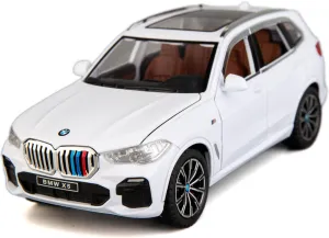 BDTCTK 1:24 Compatible for X5 SUV Model Car Toy, Zinc Alloy Pull Back Toy car with Sound and Light for Kids Boy Girl Gift(White)