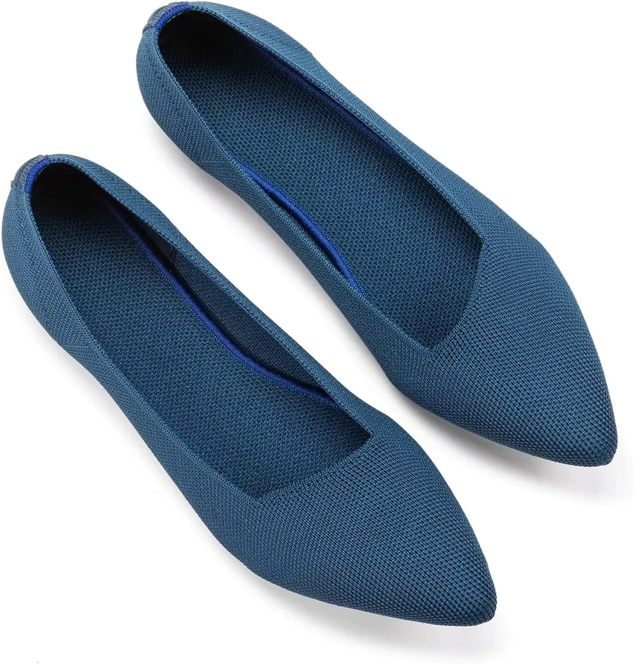 BEJINASH Women's Flat Shoes Black Pointed Toe Dress Shoes Knit Slip On Shoes Comfortable Walking Shoes for Woman Lightweight