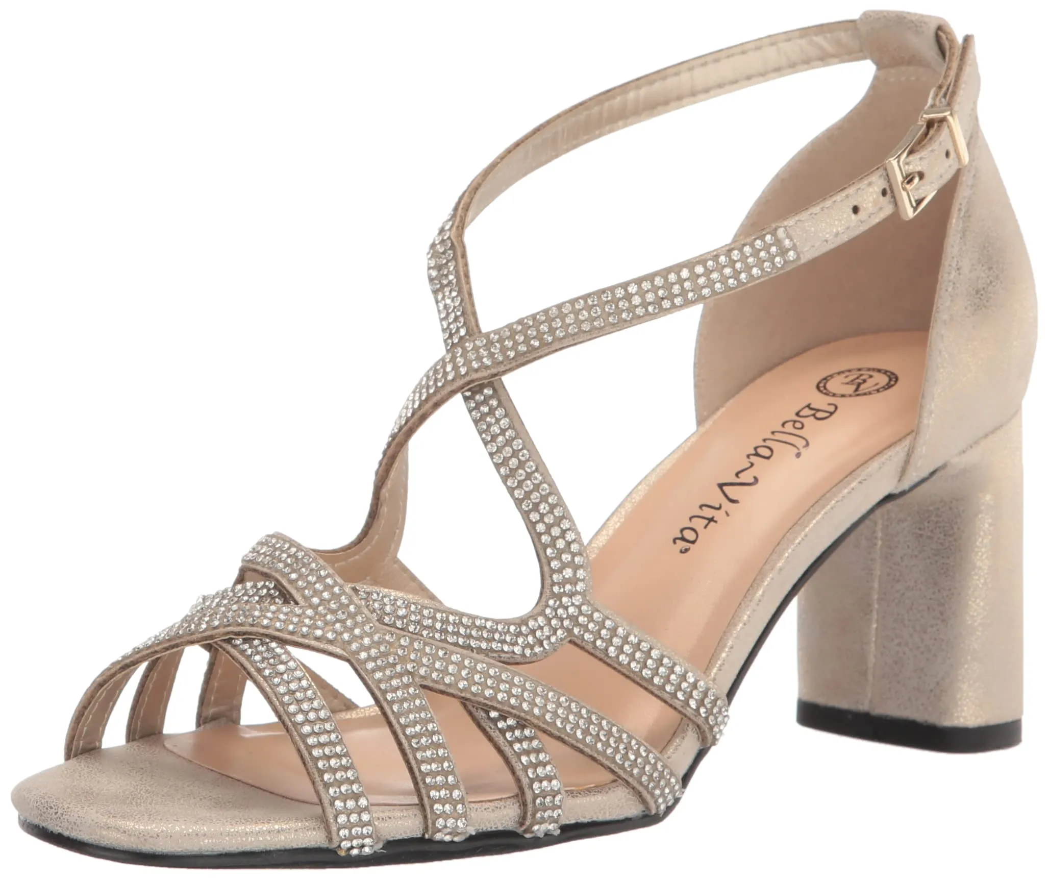 Bella Vita Women's Aliette Heeled Sandal, Soft Gold Metallic, 8.5 X-Wide
