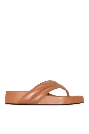 Bellano flip flops in nappa leather, brandy brown