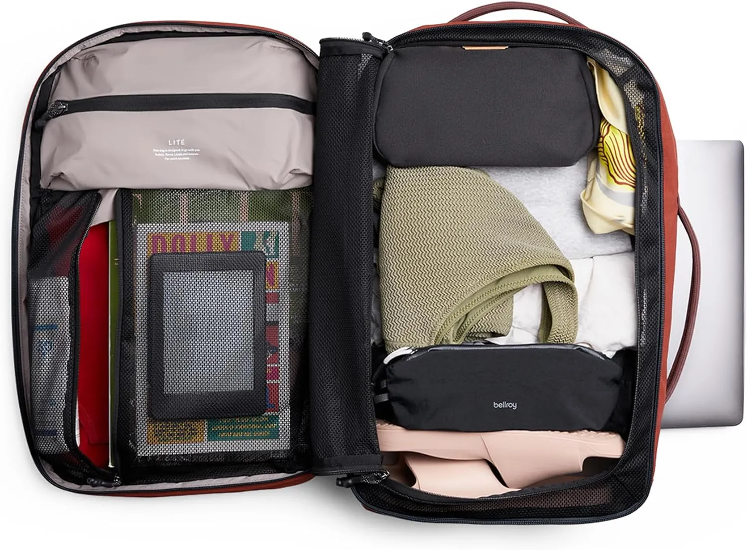 Bellroy Lite Travel Pack 30L (carry-on backpack, travel pack with laptop pocket, interior packing cells and tuck-away straps) - Clay