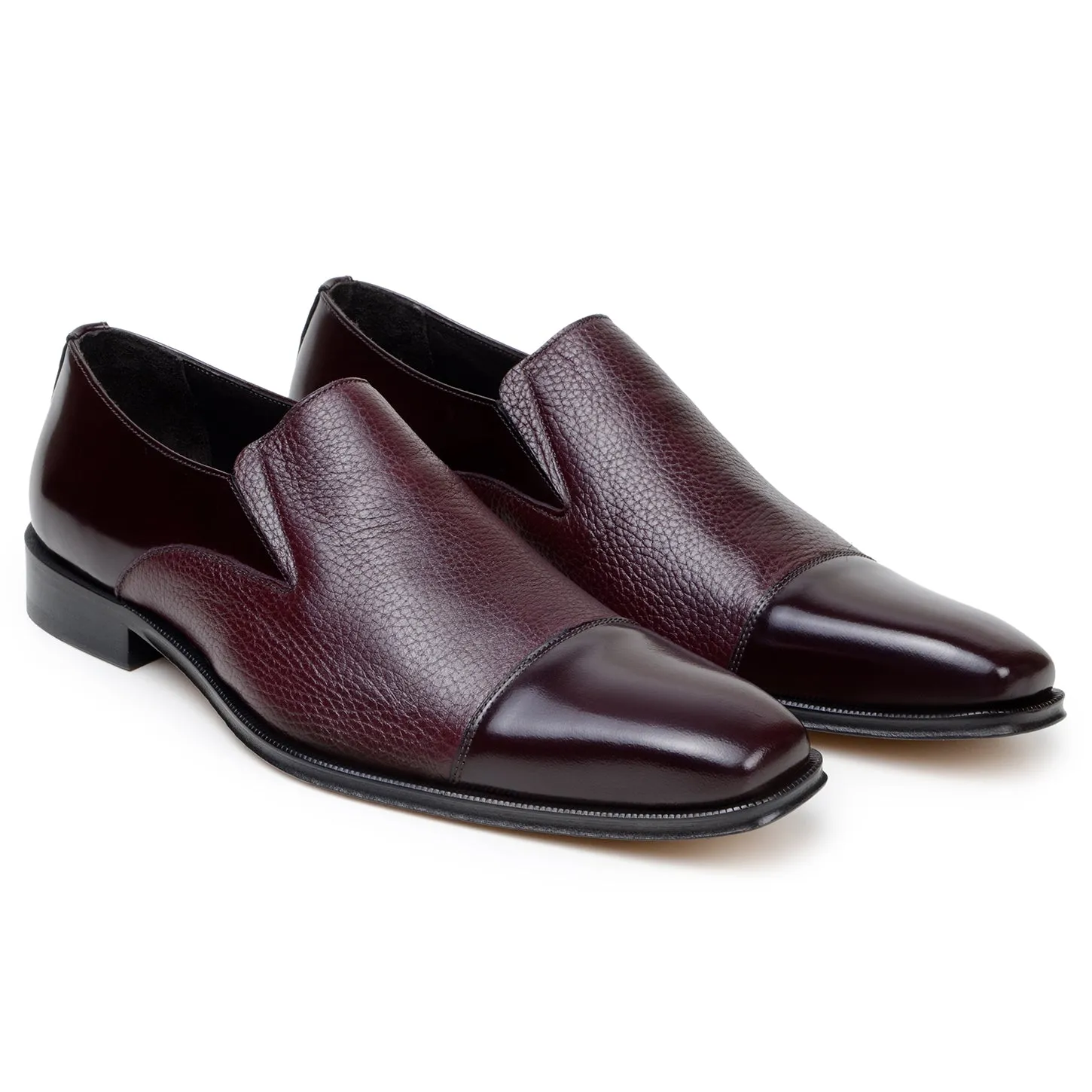 Belvedere Andreo in Burgundy Premium Italian Deerskin & Nappa Leather Slip-Ons