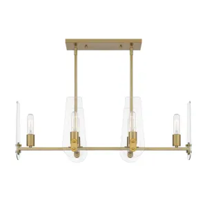 Bergen Beach Six Light Island Pendant in Brushed Gold
