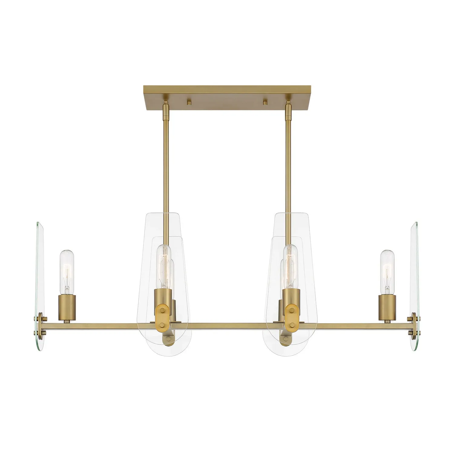 Bergen Beach Six Light Island Pendant in Brushed Gold