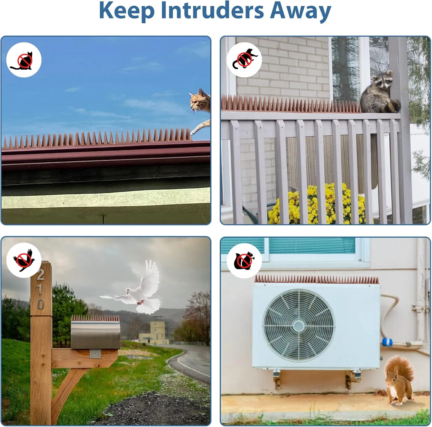 Bird Spikes for Outside, 20 Pack Bird Squirrel Raccoon Pigeon Cat Animal Deterrent Spikes for Bird Spikes for Anti Bird Defender Spikes Outdoor to Keep Birds Away and Keep Birds from Building Nest