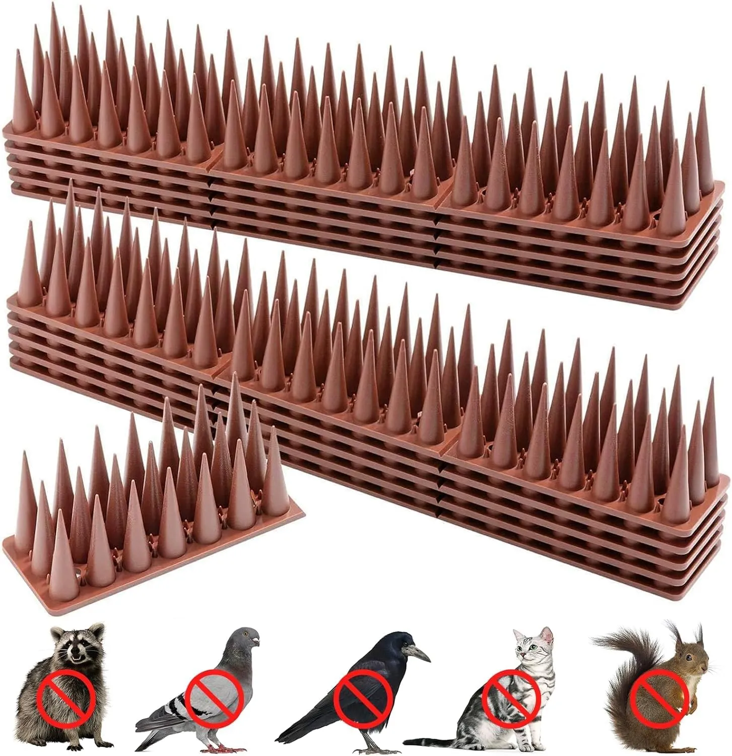 Bird Spikes for Outside, 20 Pack Bird Squirrel Raccoon Pigeon Cat Animal Deterrent Spikes for Bird Spikes for Anti Bird Defender Spikes Outdoor to Keep Birds Away and Keep Birds from Building Nest