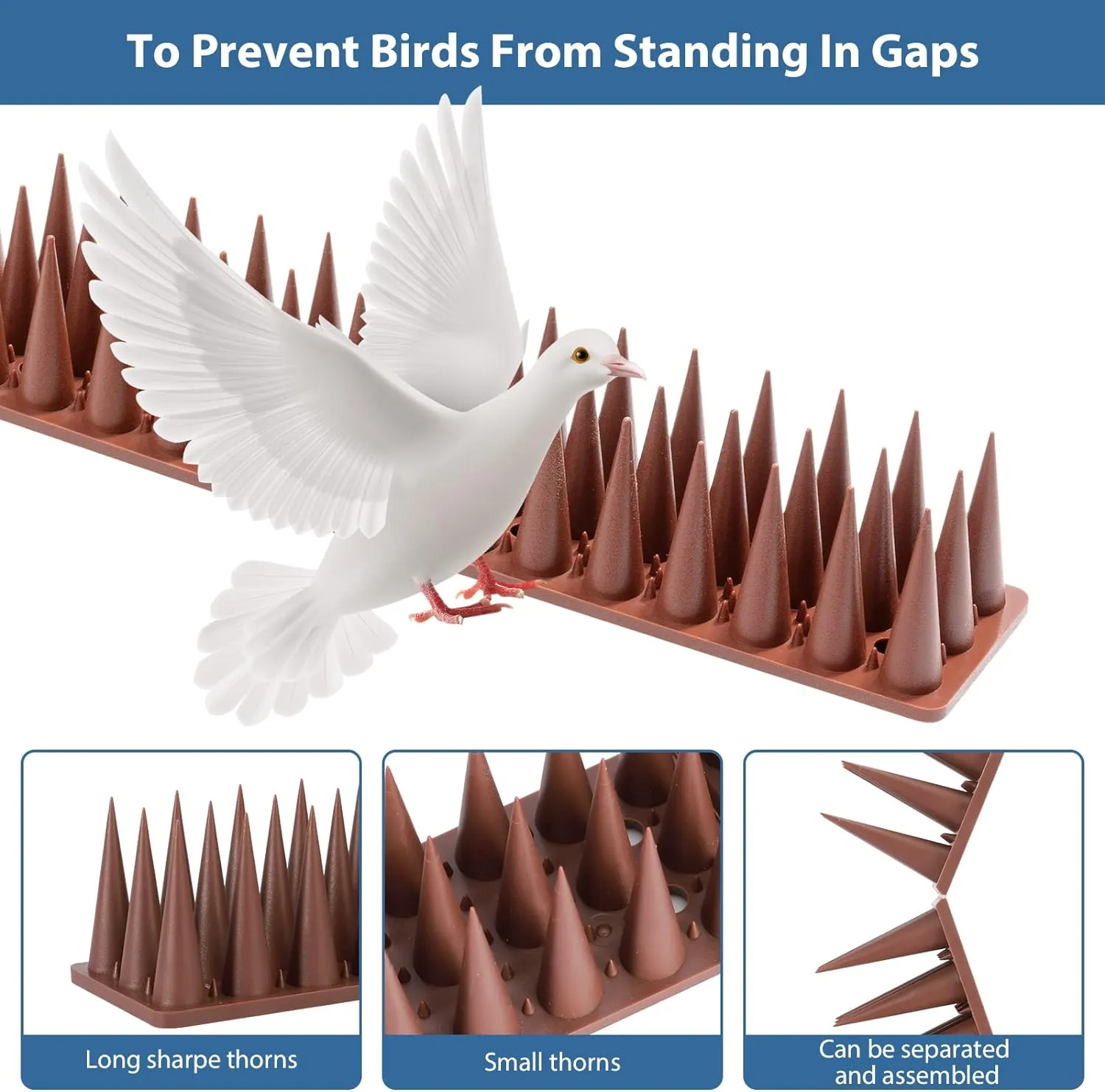 Bird Spikes for Outside, 20 Pack Bird Squirrel Raccoon Pigeon Cat Animal Deterrent Spikes for Bird Spikes for Anti Bird Defender Spikes Outdoor to Keep Birds Away and Keep Birds from Building Nest