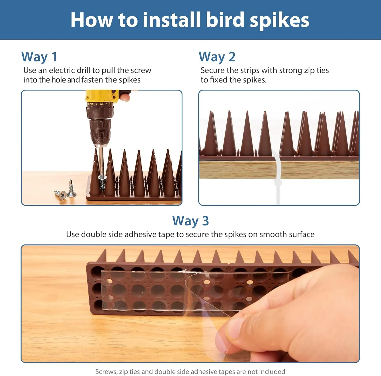 Bird Spikes for Outside, 20 Pack Bird Squirrel Raccoon Pigeon Cat Animal Deterrent Spikes for Bird Spikes for Anti Bird Defender Spikes Outdoor to Keep Birds Away and Keep Birds from Building Nest