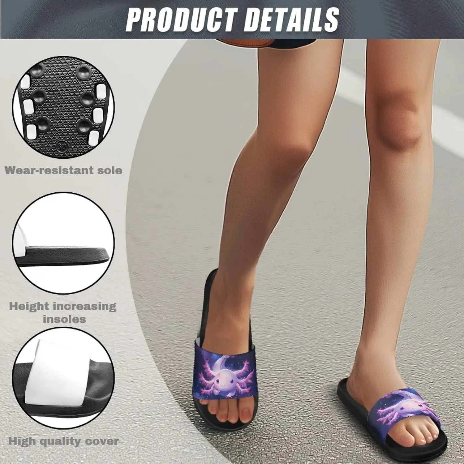 Biyejit Slippers for Women Men Open Toe Athletic Sandals Anti-Slip Sole Slide Sandals Flat Shoes for Indoor & Outdoor