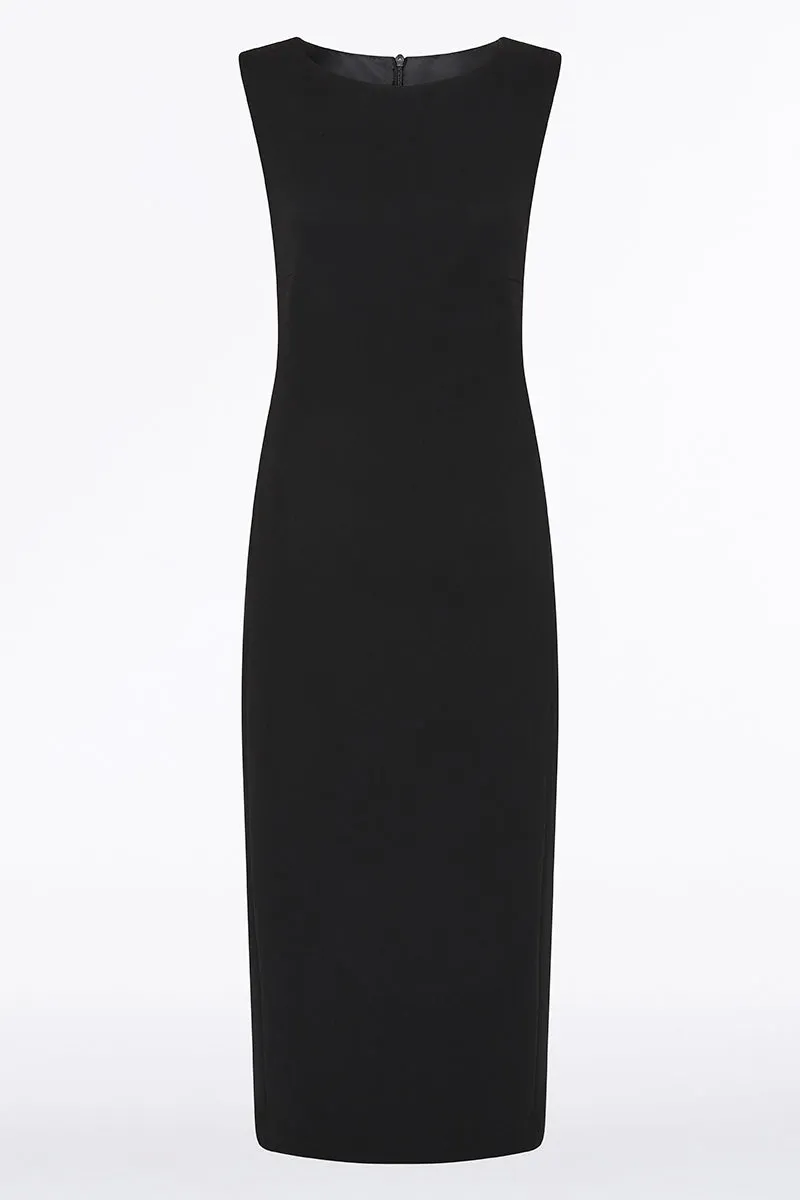 BLACK CREPE SHEATH DRESS