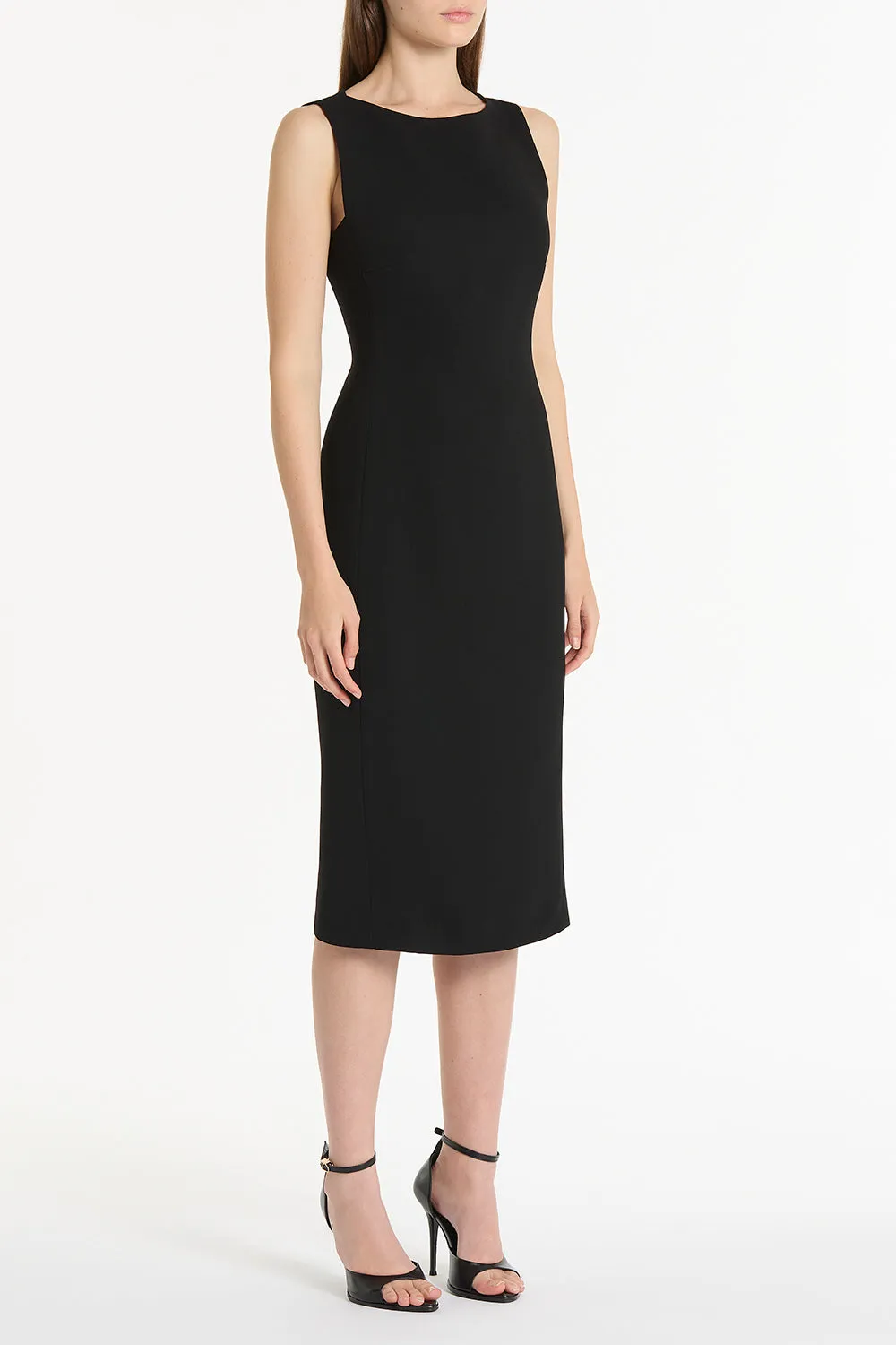 BLACK CREPE SHEATH DRESS