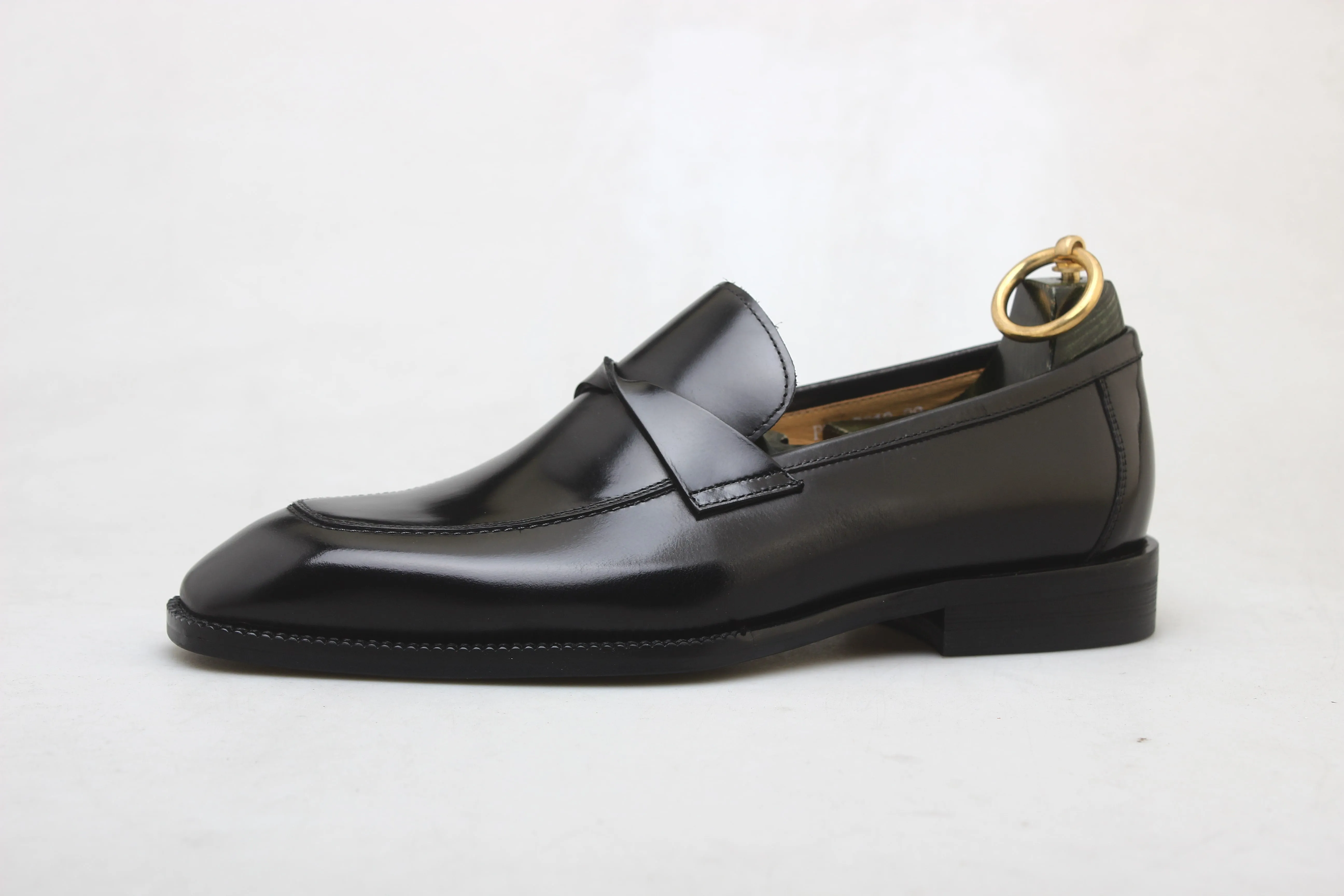Black Leather Slip-on Loafers