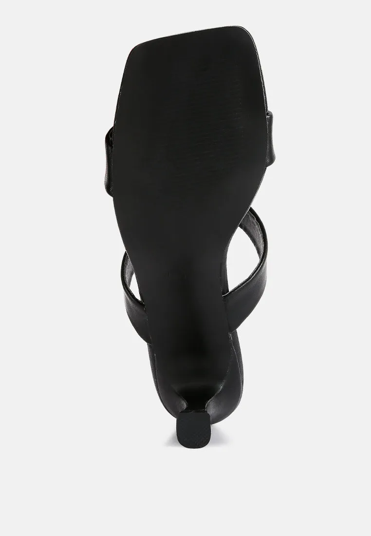 Black Mid Heel Sandals
