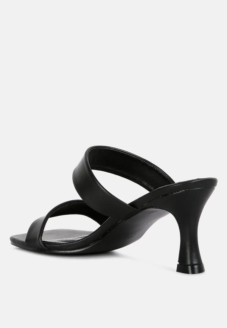 Black Mid Heel Sandals