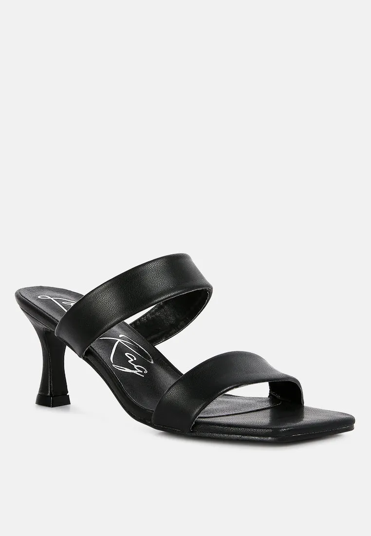 Black Mid Heel Sandals