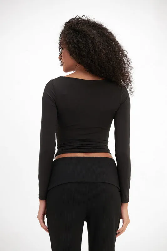 Boat-Neck Top - Black
