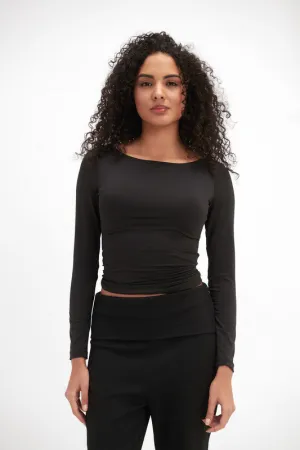Boat-Neck Top - Black