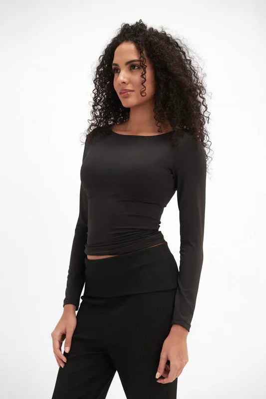 Boat-Neck Top - Black