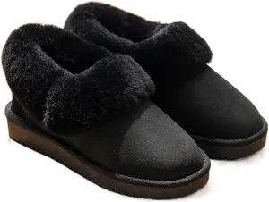 Boots For Women Winter light snow boots Women's waterproof sheepskin leather natural wool fur lined ankle warm flat shoes