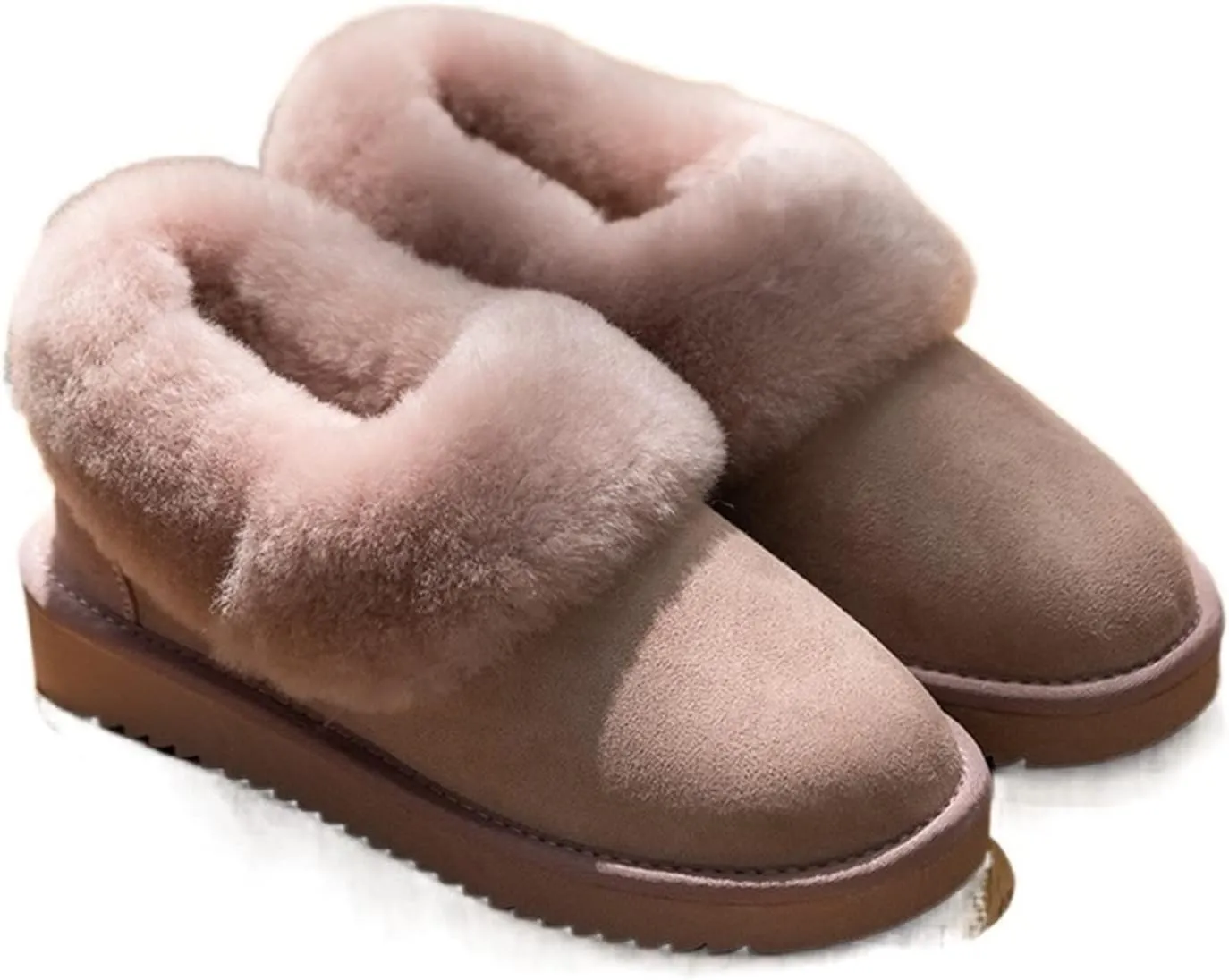 Boots For Women Winter light snow boots Women's waterproof sheepskin leather natural wool fur lined ankle warm flat shoes