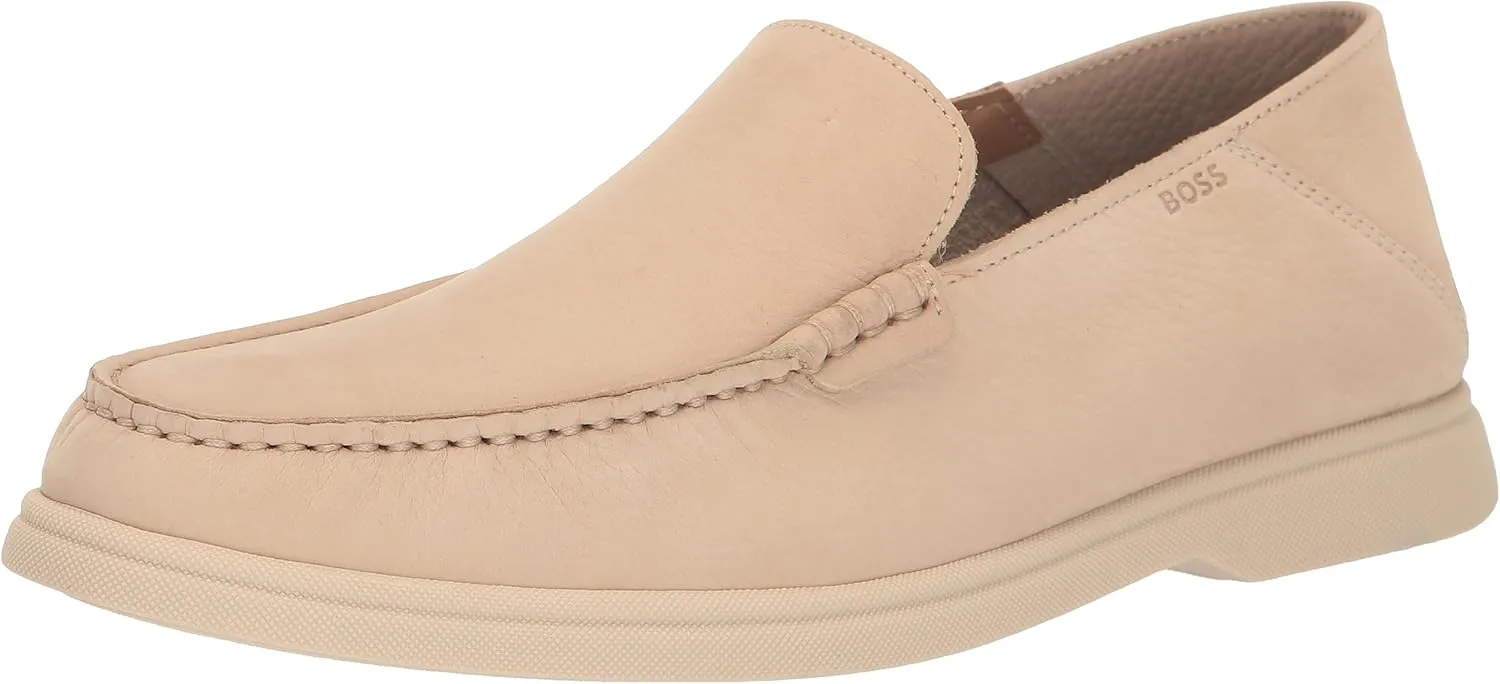 BOSS Men's Nubuck Leather Moccasin Loafer Driving Style