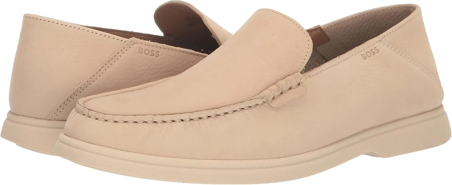 BOSS Men's Nubuck Leather Moccasin Loafer Driving Style